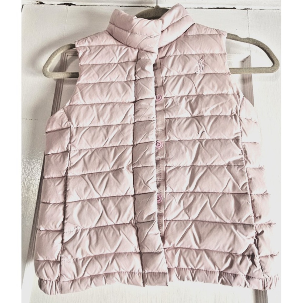 POLO RALPH‎ LAUREN girl S/P (7) light pink quilted down puffer vest